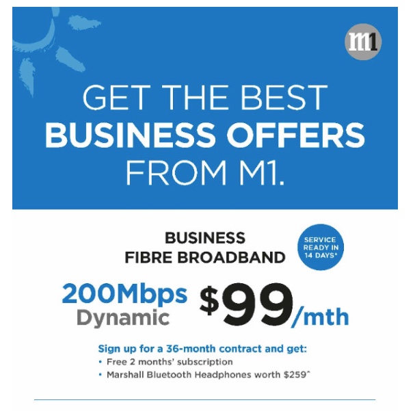 M1 200Mbps Biz Fiber @ $99